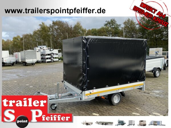 Eduard 1350 KG Hochlader - Gebremste Einzelachser - 2.6x1.5m - Ladehöhe:56 cm - 195/55R10 - Bordwände 30cm Hochplane SP-Line
