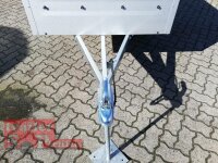 TPV TL-EU2 Tieflader Anhänger - 750 kg - ungebremst - 100 KM/H - Zurrösen - 13 pol. Stecker - mit Bordwandaufsatz und Flachplane