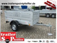 TPV TL-EU2 Anhänger mit Gitteraufsatz - 750 kg - ungebremst - 100 KM/H - Zurrösen - 13 pol. Stecker