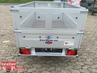 TPV TL-EU2 Tieflader Anhänger - 750 kg - ungebremst - 100 KM/H - Zurrösen - 13 pol. Stecker - mit Gitteraufsatz