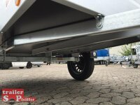 TPV TL-EU2 Tieflader Anhänger - 750 kg - ungebremst - 100 KM/H - Zurrösen - 13 pol. Stecker - mit Gitteraufsatz