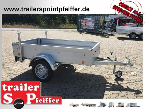 TPV TL-EU2 Tieflader Anhänger - 750 kg - Profi Paket - ungebremst - Stützen - Stützrad - 100 KM/H - Zurrösen - 13 pol. Stecker