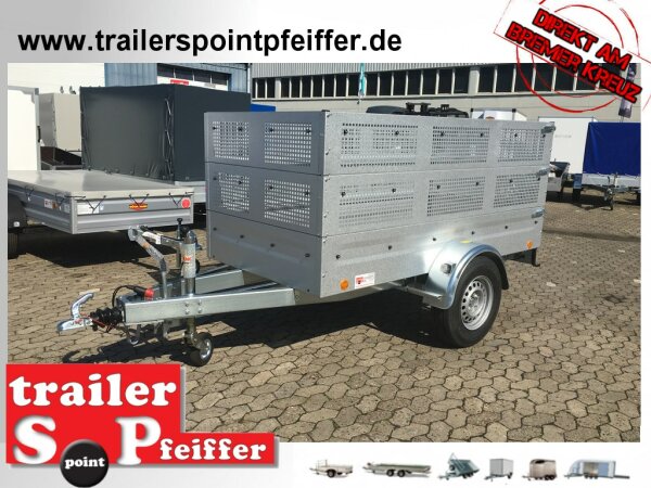 TPV TL-EB3 - 1300 kg gebremst Kastenanhänger mit 60 cm Gitteraufsatz - Wände
