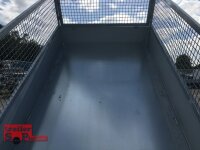 Eduard 1500 KG Rückwärtskipper - Gebremste Einzelachser - 2.6x1.5m - Ladehöhe:63 cm - 195/50R13 - Bordwände 30cm Elektropumpe mit Gitteraufsatz