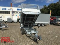 Eduard 1500 KG Rückwärtskipper - Gebremste Einzelachser - 2.6x1.5m - Ladehöhe:63 cm - 195/50R13 - Bordwände 30cm Elektropumpe mit Gitteraufsatz