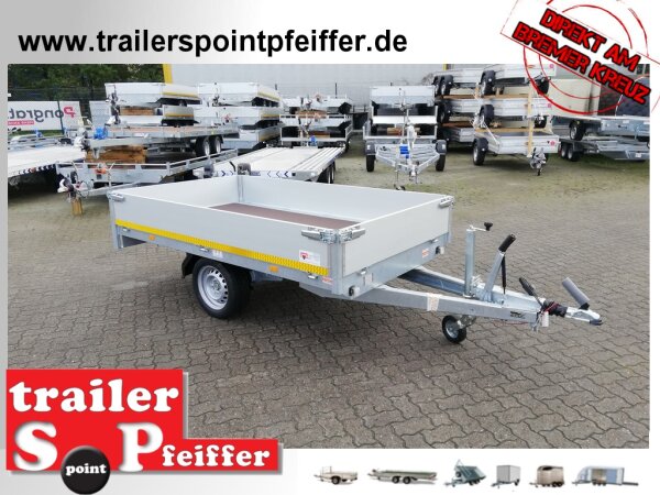 Eduard 1500 KG Hochlader - Gebremste Einzelachser - 2.6x1.5m - Ladehöhe:63 cm - 195/50R13 - Bordwände 30cm