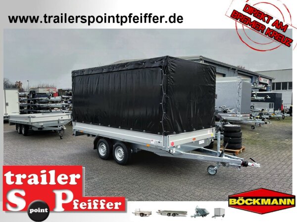 Böckmann HL-AL 4121/35 Alu - Hochlader Anhänger mit Hochplane SP-Line und Schiebeplane