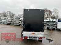 Böckmann TL-AL 2513/135 ALU Tieflader Anhänger - gebremst mit Hochplane SP-Line - 2 Reihen Bretter - 100 KM/H