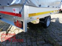 Eduard 1500 KG Hochlader - Gebremste Einzelachser - 2.6x1.5m - Ladehöhe:63 cm - 195/50R13 - Bordwände 30cm Hochplane SP-Line - 100 KM/H