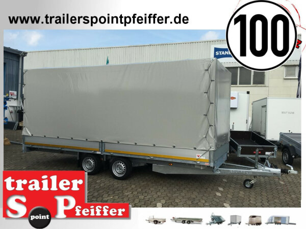 Eduard 2700 KG Hochlader - Gebremster Doppelachser - 5.0x2.0m - Ladehöhe:63 cm - 195/50R13 - Bordwände 30cm mit Hochplane SP-Line - 100 KM/H