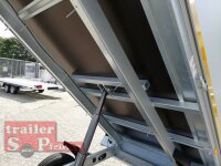 Eduard 2000 KG Rückwärtskipper - Gebremster Doppelachser - 2.6x1.5m - Ladehöhe:72 cm - 155R13 mit ALU Aufsatzwänden
