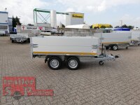 Eduard 2000 KG Rückwärtskipper - Gebremster Doppelachser - 2.6x1.5m - Ladehöhe:72 cm - 155R13 mit ALU Aufsatzwänden