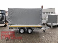 EDUARD 3116 -GD- Heckkipper, Auffahrschienen, Bordwände 30cm -2700kg- E & H-Pumpe - Lfh: 72cm -185/70R13 mit Stahl - Kastenaufsatz und Hochplane SP-Line - 100 KM/H