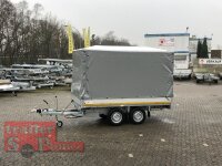 EDUARD 3116 -GD- Heckkipper, Auffahrschienen, Bordwände 30cm -2700kg- E & H-Pumpe - Lfh: 72cm -185/70R13 mit Stahl - Kastenaufsatz und Hochplane SP-Line - 100 KM/H