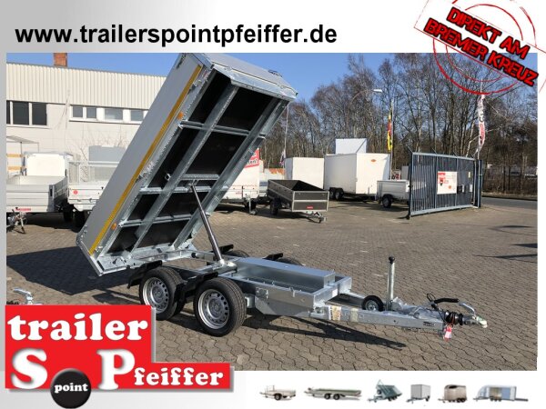 Eduard 2700 KG Rückwärtskipper - Gebremster Doppelachser - 2.6x1.5m - Ladehöhe:63 cm - 195/50R13 - Bordwände 30cm - E-Pumpe