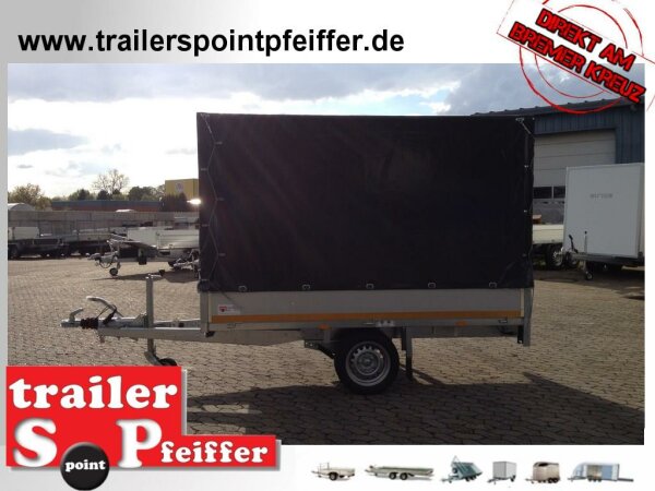 Eduard 1350 KG Hochlader - Gebremste Einzelachser - 2.6x1.5m - Ladehöhe:63 cm - 195/50R13 - Bordwände 30cm Hochplane SP-Line
