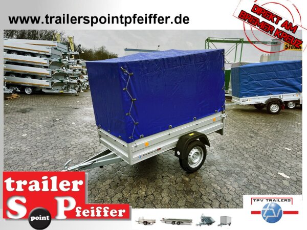 TPV TL-AL EU2 Doppelwandige ALU Bordwand - Anhänger ungebremst - 100 KM/H mit Hochplane SP-Line