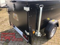 TPV KT-EU2 Kofferanhänger - 750 kg - SCHWARZ - ungebremst - 100 KM/H - Zurrösen - 13 pol. Stecker - mit Dachreling