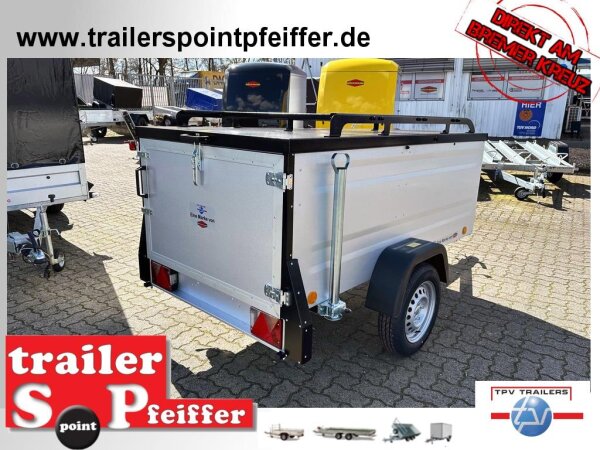 TPV KT-EB2 Koffer - 1000 KG - Deckelanhänger - gebremst mit Dachreling - 100 KM/H