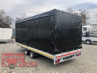 Eduard 3000 KG Multitransporter - Gebremste Doppelachser - 5.0x2.0m - Ladehöhe:56 cm - 195/55R10 - Bordwände 30cm - Rampen / Winde - mit Schiebeplane links und rechts