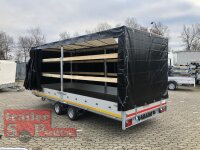 Eduard 3000 KG Multitransporter - Gebremste Doppelachser - 5.0x2.0m - Ladehöhe:56 cm - 195/55R10 - Bordwände 30cm - Rampen / Winde - mit Schiebeplane links und rechts