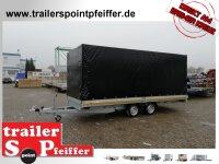 Eduard 2700 KG Multitransporter mit Rampen - Gebremste Doppelachser - 5.0x2.0m - Ladehöhe:63 cm - 195/50R13 - Bordwände 30cm mit Hochplane SP-Line