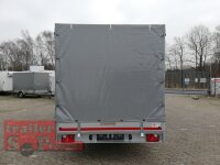 Eduard 3000 KG Multitransporter - Gebremste Doppelachser - 5.0x2.0m - Ladehöhe:63 cm - 195/50R13 - Bordwände 30cm - Rampen / Winde - mit Schiebeplane links und rechts