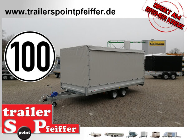 TPV HL-TBH 4520/27-B  - 2,7t Fahrzeugtransporter mit Bordwände - 195/55R10 - ALU Rampen - mit Hochplane SP-Line / Schiebeplanen und Rollo