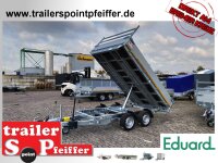 Eduard 2700 KG Rückwärtskipper - Gebremster Doppelachser - 3.1x1.8m - Ladehöhe:63 cm - 195/50R13 - Bordwände 30cm - Auffahrschienen - Schwerlaststützen