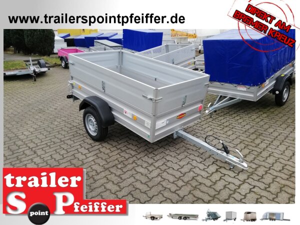 Böckmann TL-AL 2111/75 ALU Tieflader Anhänger - ungebremst mit Stahl - Kastenaufsatz 35 cm