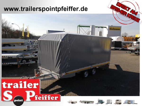 EDUARD 5020 -GD- Hochlader, Auffahrschienen & Winde, Bordwände 30cm -2700kg- Lfh: 63cm -195/50R13 mit Hochplane SP-Line ÖKO Schräge