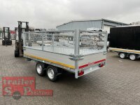 Eduard 2700 KG Heckkipper - Gebremste Doppelachser - 3.1x1.6m - Ladehöhe:72 cm - 185/70R13 - Bordwände 30cm Laubgitter 70 cm