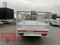 Eduard 2700 KG Heckkipper - Gebremste Doppelachser - 3.1x1.6m - Ladehöhe:72 cm - 185/70R13 - Bordwände 30cm Laubgitter 70 cm