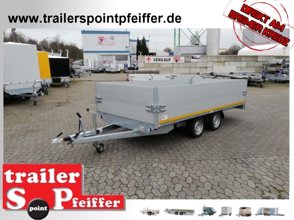 EDUARD 4020 -GD- Hochlader, Auffahrschienen, Bordwände 30cm -2700kg- Lfh: 63cm -195/50R13 mit 4020 - AufsatzBordwände pendelbar - 40cm Hoch - ALU Auffahrschienen