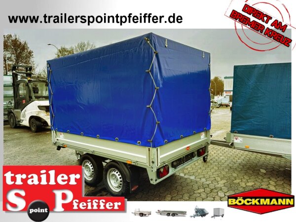 Böckmann HL-AL 2516/20 Alu - Hochlader Anhänger mit Hochplane SP-Line - Heckrollo