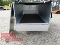 Eduard 1500 KG Hochlader - Gebremste Einzelachser - 2.6x1.5m - Ladehöhe:56 cm - 195/55R10 - Bordwände 30cm - Kastenaufsatz mit Hochplane SP-Line