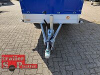 Saris McAlu Pro FW150 Alu Tieflader - Einachser 1500 KG  Anhänger gebremst mit Reling mit Hochplane SP-Line