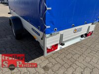 Saris MP  305 153 1500 1 Alu Tieflader - Einachser 1500 KG  Anhänger gebremst mit Reling mit Hochplane SP-Line