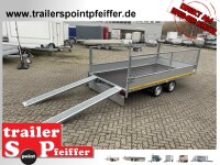 Eduard 2700 KG Multitransporter - Gebremste Doppelachser - 4.0x2.0m - Ladehöhe:63 cm - 195/50R13 - Auffahrschienen & Winde - Bordwände 30cm mit 70 cm Laubgitter