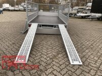 Eduard 2700 KG Multitransporter - Gebremste Doppelachser - 4.0x2.0m - Ladehöhe:63 cm - 195/50R13 - Auffahrschienen & Winde - Bordwände 30cm mit 70 cm Laubgitter