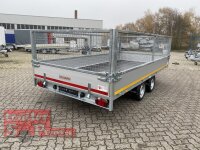 Eduard 2700 KG Multitransporter - Gebremste Doppelachser - 4.0x2.0m - Ladehöhe:63 cm - 195/50R13 - Auffahrschienen & Winde - Bordwände 30cm mit 70 cm Laubgitter