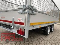 Eduard 2700 KG Multitransporter - Gebremste Doppelachser - 4.0x2.0m - Ladehöhe:63 cm - 195/50R13 - Auffahrschienen & Winde - Bordwände 30cm mit 70 cm Laubgitter