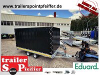 Eduard 2700 KG Multitransporter - Gebremster Doppelachser - 4.0x2.0m - Ladehöhe:56 cm - 195/55R10 - Auffahrschienen & Winde - Bordwände 30cm mit Hochplane SP Line