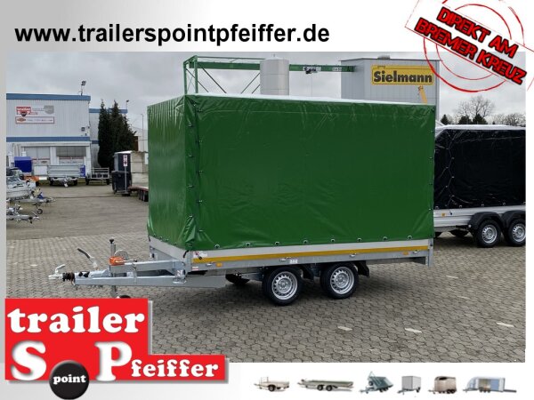 Eduard 2700 KG Multitransporter 356 x 180 - 2.700 kg - 63 cm Ladekante - Rampen und Winde mit Hochplane SP-Line