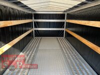 Lorries PLI30-4521 - 3000 kg kippbarer leichter Autotransporter mit ALU Standschienen Holz Boden mittig mit Hochplane SP-Line - Schiebeplane in FR links