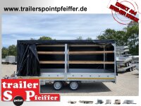 Eduard 3000 KG Multitransporter - Gebremste Doppelachser - 5.0x2.2 - Ladehöhe: 63 cm - 195/50R13 - Auffahrtschienen & Winde - Hochplane SP-Line Schiebeplane