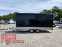 EDUARD 5022 -GD- Hochlader, Auffahrschienen & Winde, Bordwände 30cm -3000kg- Lfh: 63cm -195/50R13 mit Hochplane SP-Line Schiebeplane links