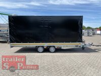 EDUARD 5022 -GD- Hochlader, Auffahrschienen & Winde, Bordwände 30cm -3000kg- Lfh: 63cm -195/50R13 mit Hochplane SP-Line Schiebeplane links