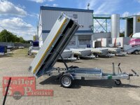 Eduard 1500 KG Rückwärtskipper - Gebremste Einzelachser - 2.6x1.5m - Ladehöhe:63 cm - 195/50R13 - Bordwände 30cm Elektropumpe mit Auffahrrampen und Stützen