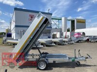 Eduard 1500 KG Rückwärtskipper - Gebremste Einzelachser - 2.6x1.5m - Ladehöhe:63 cm - 195/50R13 - Bordwände 30cm Elektropumpe mit Auffahrrampen und Stützen